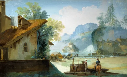 Maid at well, av Giuseppe Bernardino Bison (1762-1844)