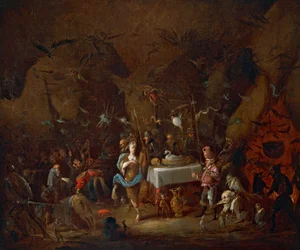 Häxor möts, av Giuseppe Bernardino Bison (1762-1844), olja på duk, Italien