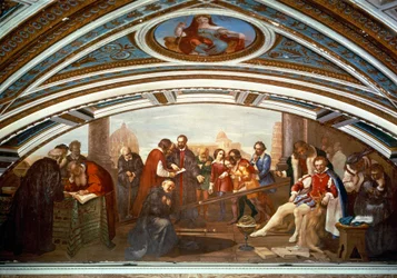 Galileo Galilei demonstrerar gravitationslagen i närvaro av Giovanni De