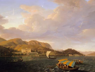 Villa Carlotta i Tremezzo vid Comosjön, av Giuseppe Bisi (1787-1869)