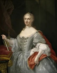 Porträtt av Marie Amelie de Saxe (1724-1760), reine gemål av Spanien - Maria Amalia av Sachsen (1724-1760), drottning av Neapel - Bonito, Giuseppe (1707-1789) - ca. 1745 - Olja på duk - 125x105 - Pradomuseet, Madrid