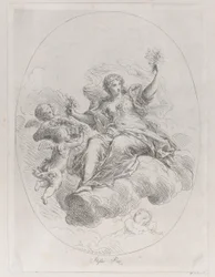 Allegorisk figur på ett moln med putti, efter Stefano Pozzi, ca. 1745-1802.
