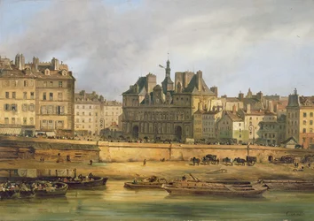 Hotel de Ville och banvallen, Paris, 1828