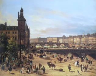 Blomstermarknaden, klocktornet, Pont au Change och Pont Neuf