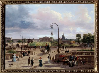 Utsikt över Place Louis XVI (nuvarande Place de la Concorde) Målning av Giuseppe Canella (1788-1847) 1829 Sön. 0,29x0,4 m Paris, Musee Carnavalet