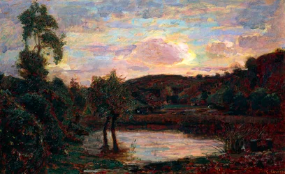 Solnedgång i Engadine, av Giuseppe Carozzi (1864-1938)