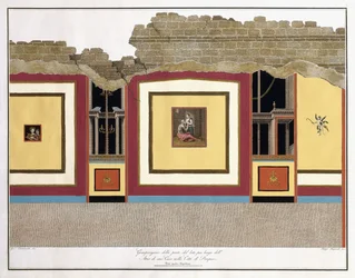 Större delen av den längsta väggen i ett Atrium of Pompei