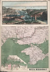 Karta över södra Ryssland med utsikt över Sevastopolbukten och dess befästningar, 1853.