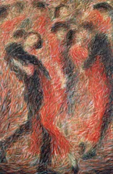 Tango, kvinna klädd i rött dans, fantasi om pardans