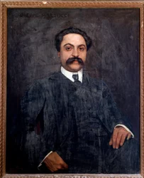 Porträtt av Giuseppe Martucci (1856-1909) italiensk kompositör, dirigent, pianist och lärare Målning av Giuseppe de Sanctis (1858-1924) 1904 Bologna, medborgarmusikmuseum