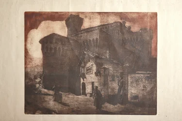 Vignolas slott (etsning och akvatint på papper, tallrik)