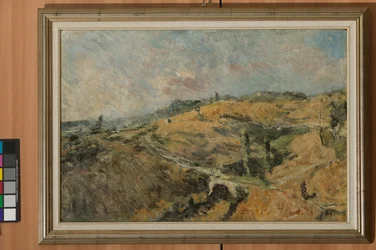 Toskanskt landskap - Le Caldire (olja på panel)