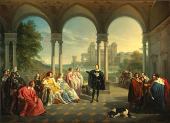 Torquato Tasso läser La Gerusalemme Liberata vid domstolen i Ferrara, 1841.