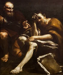 Demokritos och Herakleitos,1730 (olja på duk)