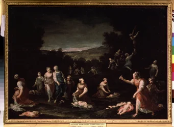 ""Nymphs disarming Cupids"" (Nymphs disarming Cupids) Målning av Giuseppe Maria Crespi (1665-1747) cirka 1698 Pushkin Museum, Moskva