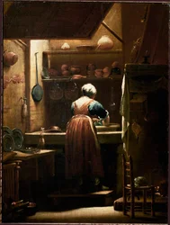 Köksflickmålningen av Giuseppe Maria Crespi sa lo Spagnolo (spanska) (1665-1747) 1722 ca. Sön 57x43 cm Florens, Uffizierna (Uffizi)