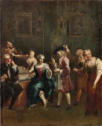 Sångare vid Spinet med beundrare, 1730-tal.