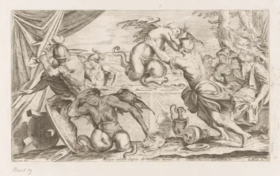 Aeneas och hans följeslagare slåss mot Harpies Arpijae celebri lapsu de montibus adsunt (titel på objekt) Wanderings of Aeneas (serietitel) L