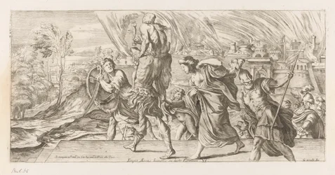 Aeneas flyg med sin familj från Troje Rädda Aeneas från fiendens förälders axlar (titel på objekt) Omzwervingen van Aeneas (serietitel) L