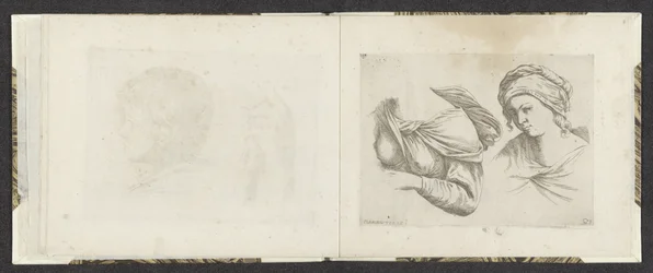 En kvinnas överkropp och en kvinnas byst Ritningsexempel (serietitel) Mitelli intaglio (serietitel)