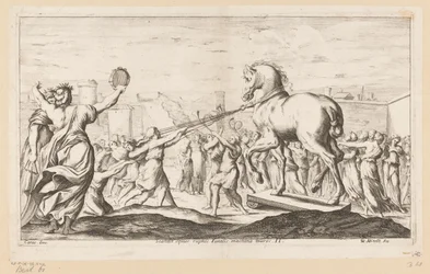 Trojansk häst tas in Scandit equus ruptos Fatalis machina muros (titel på objekt) Wanderings of Aeneas (serietitel) L