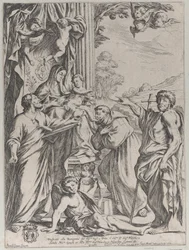 Jungfrun tronade med tre heliga, 1668.