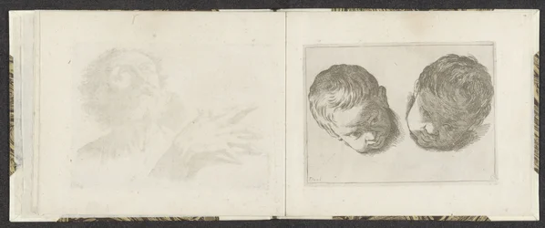 Två huvuden av små barn Ritningsexempel (serietitel) Mitelli intaglio (serietitel)