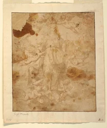 Teckning, studie till Jungfru Marie himmelsfärd, 1650-85