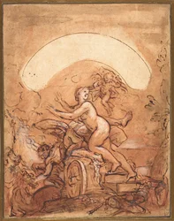 Auroras försök med avbruten tid, ca 1700 (gouache på papper)