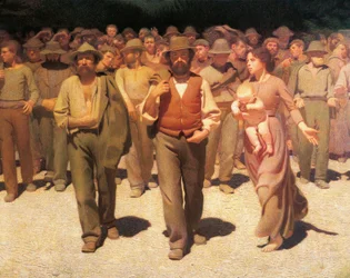 Det fjärde ståndet, av Giuseppe Pellizza da Volpedo, detalj