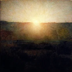Den uppgående solen. Målning av Giuseppe Pellizza da Volpedo (1868-1907), 1904. Mått: 155 x 155 cm. Rom, Galleria d