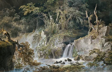 Landskap med vattenfall, av Giuseppe Pietro Bagetti (1764-1831).
