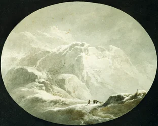 Snötäckt bergspass, av Giuseppe Pietro Bagetti (1764-1831)