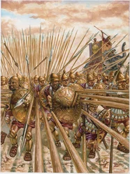 Antikens Grekland: Pyrrhus I:s epirotiska falang (378-272 f.Kr.) - Antikens Grekland: Pyrrhus av Epirus falang - Illustration av Giuseppe Rava