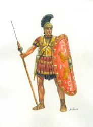 Antikens Rom: en soldat i pretoriangardet - Praetoriangardet - Illustration av Giuseppe Rava