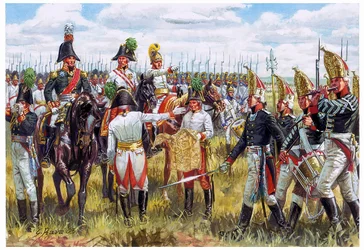 Första kejsardömet: Tredje koalitionens austro-ryska stab 1805 - Första kejsardömet: austro-ryska generalstaben 1805 - Illustration av Giuseppe Rava