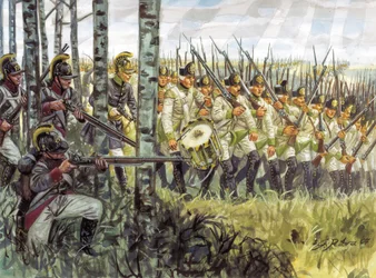 Första kejsardömet: soldater ur det österrikiska infanteriet i förskott omkring 1798 - 1805 - Första kejsardömet: soldater ur det österrikiska infanteriet i marsch