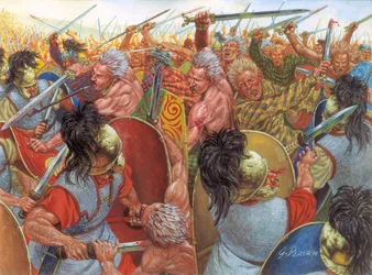 Galliska kriget: "Belägringen av Alesia år 52 f.Kr." Det avgörande slaget mellan Jules Cesars armé och Vercingetorix på platsen för nuvarande Alise-Sainte-Reine - (Galliska kriget: belägringen av Alesia år 52 f.Kr., slaget mellan Julius Caesar och Vercinge