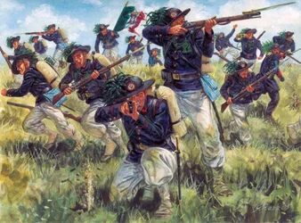 Italienska fälttåget 1859 (andra italienska självständighetskriget): den italienska arméns bersaglieri (bersagliers) i strid - Andra italienska självständighetskriget (fransk-österrikiska kriget, austro-sardinska kriget, austro-piemontesiska kriget eller i