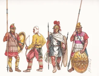 Makedonska armén falangitis pikeman bågskytt och persisk legosoldat