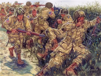 Andra världskriget: 101:a luftburna divisionen (101:a amerikanska luftburna divisionen) med smeknamnet Screaming Eagles - Andra världskriget: 101:a luftburna divisionen, Screaming Eagles - Illustration av Giuseppe Rava