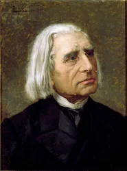 Porträtt av den ungerske kompositören och pianisten Franz Liszt (1811-1886) ålder Målning av Giuseppe Tivoli (1854-1925) Bologna, Civico Museo Bibliografico Musicale