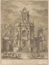 Seconda Macchina för Chinea 1776: Ett palats med en loggia för lotteridragningen