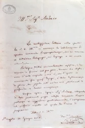 Handskrivet brev från Giuseppe Verdi till Bolognas borgmästare när han blev hedersmedborgare den 20 juni
