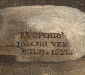 Konstnärens signatur, Nativity, detalj, 1622
