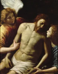 Den döde Kristus understödd av två änglar, ca. 1628