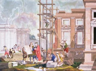 Arkitektur, från en serie om fyra som illustrerar de sköna konsterna, c.1780