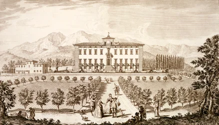 Utsikt över Villa del Barone, från "Views of Toscany" av Giuseppe Bouchard, publicerad 1744-57