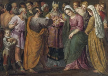 Le mariage de Marie et Joseph - Marias och Josephs äktenskap par Salviati, Giuseppe (1520-1575). Olja på duk, storlek: 116,8x164, , Privat samling