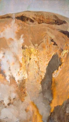 Fumarole of Mount Vesuvius, cirka 1871, av Giuseppe De Nittis (1846-1884), olja på duk, 305 x 18 cm